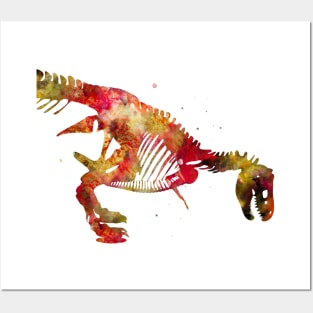 Dinosaur Skeleton Watercolor Painting Posters and Art